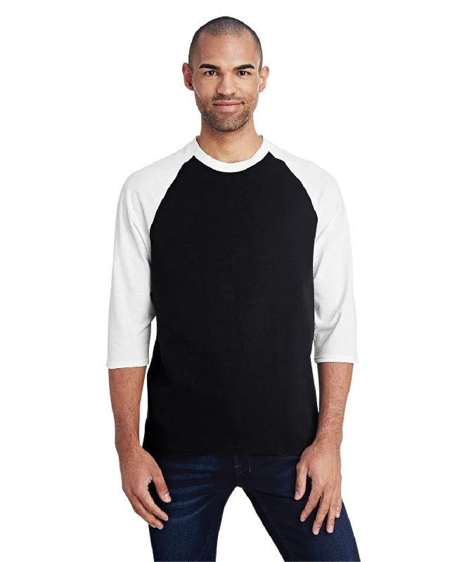 Gildan Heavy Cotton 3/4-Raglan Sleeve T-Shirt | Black/ White