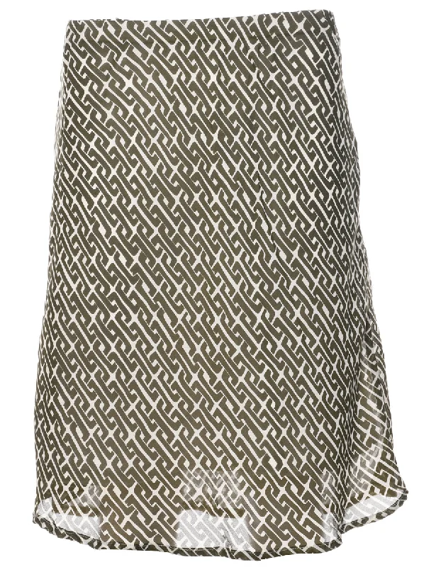 Geometric Print Flared Skirt - M