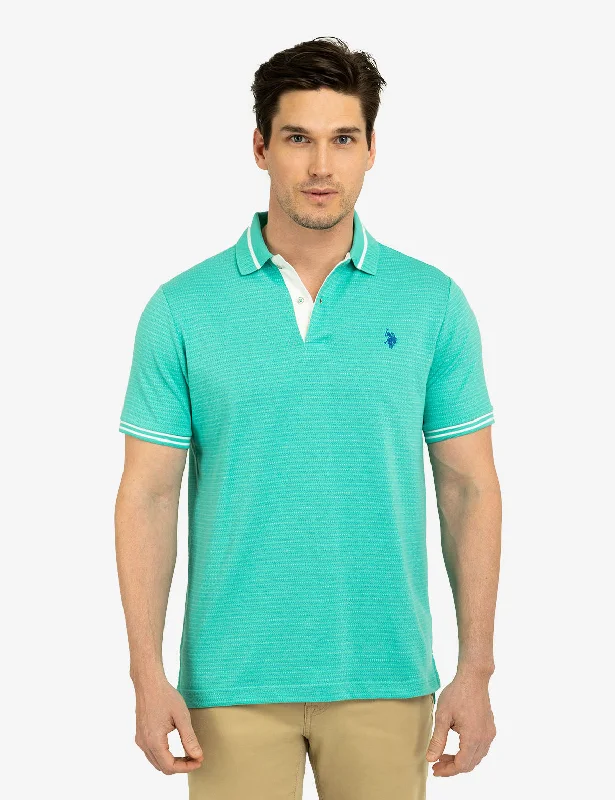 JACQUARD TEXTURED JERSEY POLO SHIRT