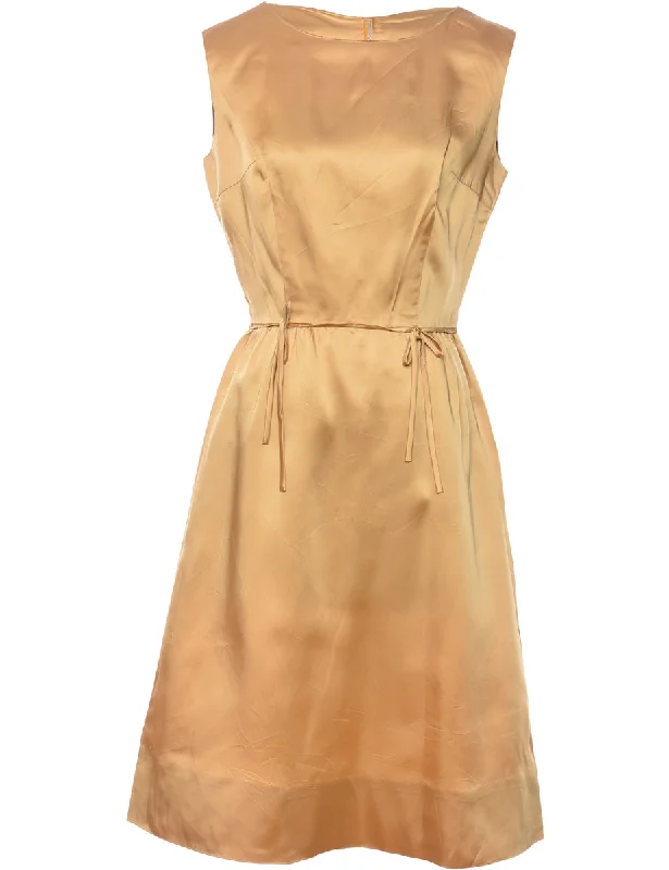 Gold Sleeveless Metallic Dress - M