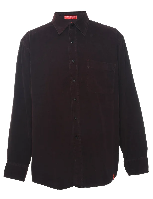 Izod Dark Brown Corduroy Shirt - L