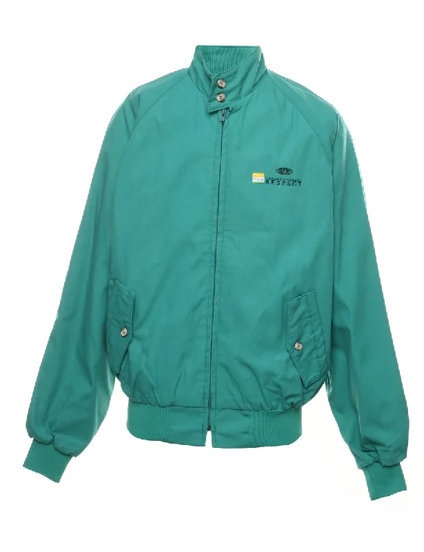 Green Zip-Front Embroidered Jacket - L