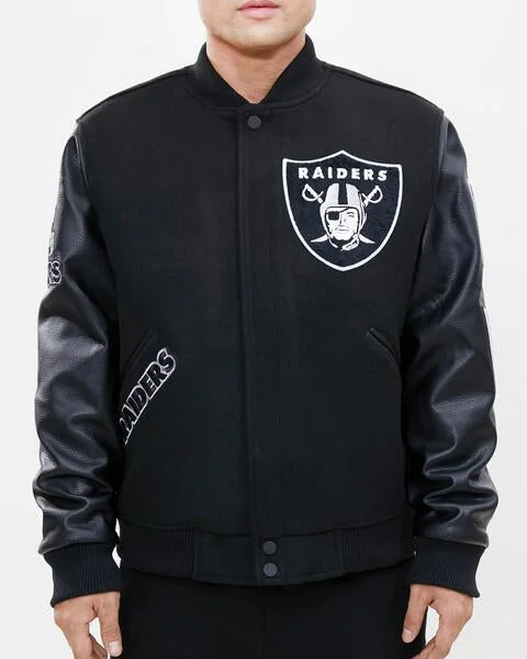 NFL OAKLAND RAIDERS CLASSIC WOOL MEN'S VARSITY JACKET (BLACK)