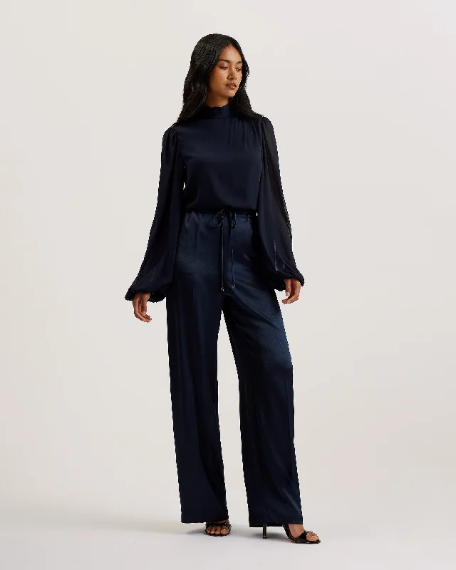 Umaibo Satin Wide Leg Jogger Navy