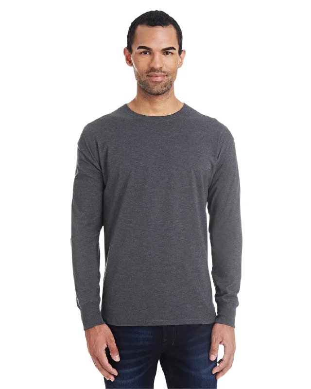 Hanes Mens X-Temp Long Sleeve T-Shirt | Charcoal Heather