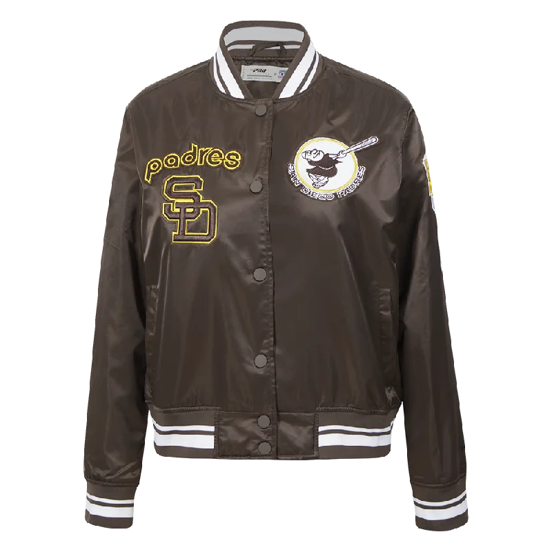 MLB SAN DIEGO PADRES RETRO CLASSIC WOMEN'S RIB SATIN JACKET (BROWN)