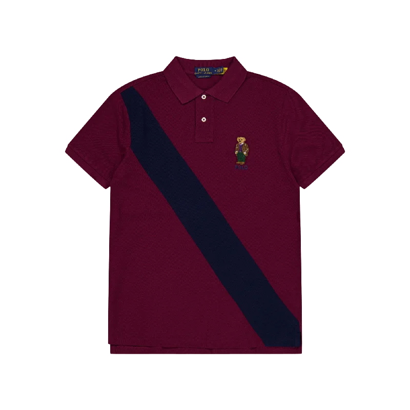 Custom Slim Fit Polo Bear Polo Shirt Fa23 Cls Wn/Crse Nvy Hrtg Bear